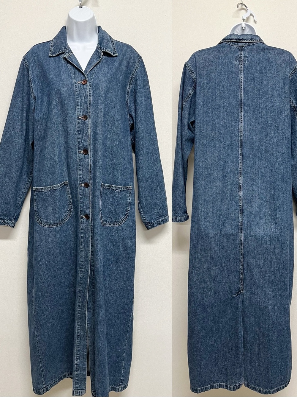 French Dressing Jeanswear Paris Womens Vintage Denim Longline Button Up Dress - Picture 7 of 7